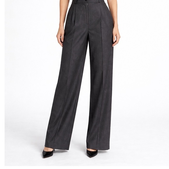 Carlisle Pants - Carlisle Womens Charcoal Gray 100% Wool Wide Leg Pleated Trousers Pants Size 10